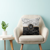 モノグラム白黒大理石 – あなたの手紙/年 クッション (椅子)