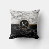 モノグラム白黒大理石 – あなたの手紙/年 クッション (裏面)
