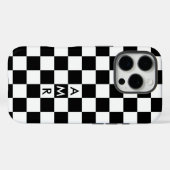 モノグラム白黒市松模様にパターン Case-Mate iPhoneケース (裏面 (横))