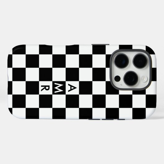 モノグラム白黒市松模様にパターン Case-Mate iPhoneケース (裏面 (横))