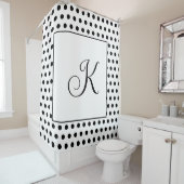 モノグラム白黒水玉模様エレガント シャワーカーテン (インサイチュ)