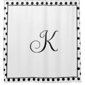 モノグラム白黒水玉模様モダントレンディー シャワーカーテン (正面)