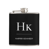 モノグラム白黒 パーソナライズされた フラスク (正面)