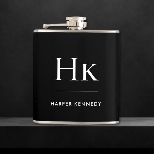 モノグラム白黒 パーソナライズされた フラスク