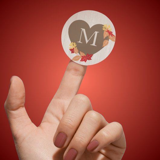 モノグラム秋の結婚式またはブライダルシャワーシール ラウンドシール