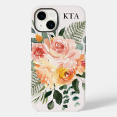 モノグラム秋ウォーター素朴カラーピンクピーチフラワー Case-Mate iPhoneケース (裏面)