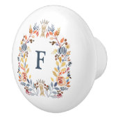 モノグラム秋カラーイエロー、オレンジレッドブルーフローラ セラミックノブ (右)