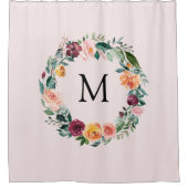 モノグラム秋秋バラフラワーフローラリース シャワーカーテン (正面)