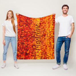 モノグラム秋紅葉 フリースブランケット