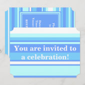 モノグラム空色のストライプ 招待状 (正面/裏面)