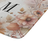モノグラム紅葉と花の水色 カッティングボード (角)