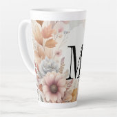 モノグラム紅葉と花の水色 カフェラテマグ (左アングル)