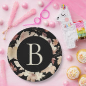 モノグラム紅葉ブラック感謝祭 ペーパープレート (パーティー)