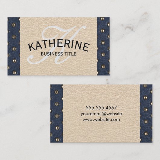 モノグラム級 |革の張り付け 名刺 (正面/裏面)