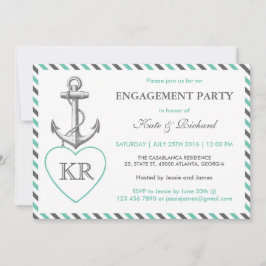 モノグラム素朴いかり婚約パーティ招待状 招待状