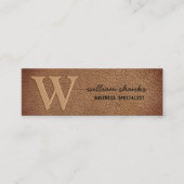 モノグラム素朴なブラックスクリプト茶色の革 スキニー名刺 (正面)