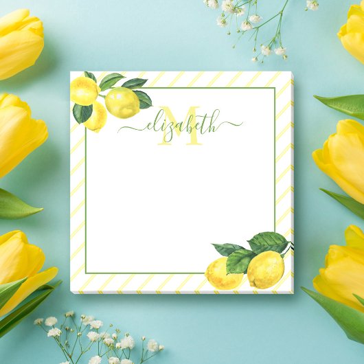 モノグラム素朴なレモンの水色、国のストライプ ポストイット