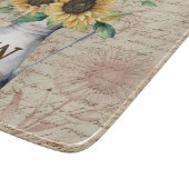 モノグラム素朴ひまわりヴィンテージ文字の切り離し カッティングボード (角)