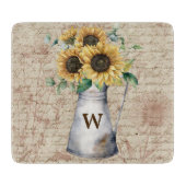 モノグラム素朴ひまわりヴィンテージ文字の切り離し カッティングボード (正面)