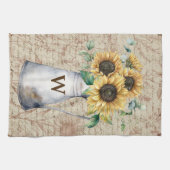 モノグラム素朴ひまわりヴィンテージ文字の切り離し キッチンタオル (横)