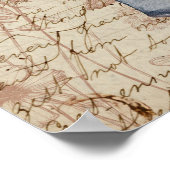 モノグラム素朴ひまわりヴィンテージ文字の切り離し ポスター (角)