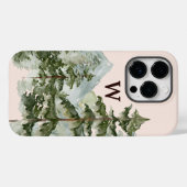 モノグラム素朴ウォーターカラーパインフォレスト&マウンテン Case-Mate iPhoneケース (裏面 (横))
