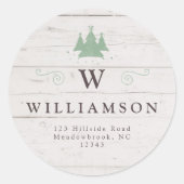 モノグラム素朴ウッドクリスマスツリー差出人住所 ラウンドシール (正面)