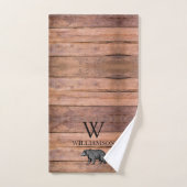 モノグラム素朴ウッドベアーファミリー名 バスタオルセット (ハンドタオル)