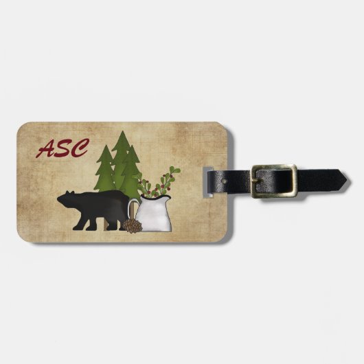 モノグラム素朴カントリーマウンテンシルエットベア ラゲッジタグ (正面横)
