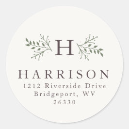 モノグラム素朴クリスマス・ホリデー差出人住所 ラウンドシール