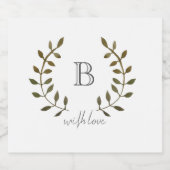 モノグラム素朴グリーンリーフつる植物とラブズ結婚ズ ビールラベル (シングルラベル)