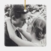 モノグラム素朴グリーンリー写真結婚式の引き出物 セラミックオーナメント (裏面)