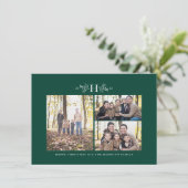 モノグラム素朴グリーン3枚フォトホリデーカード シーズンカード (スタンド正面)