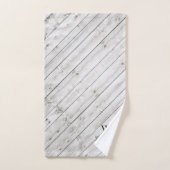 モノグラム素朴グレイ木材歩くベアファミリー名 バスタオルセット (ハンドタオル)