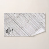 モノグラム素朴グレイ木材歩くベアファミリー名 バスタオルセット (ハンドタオル)