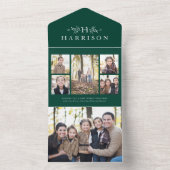 モノグラム素朴コラージュ3倍のグリーンクリスマス オールインワン招待状 (内側)