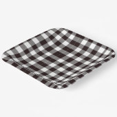 モノグラム素朴シックなブラウンとホワイトプレイド ペーパープレート (傾斜あり)