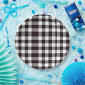 モノグラム素朴シックなブラウンとホワイトプレイド ペーパープレート (パーティー)