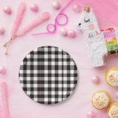 モノグラム素朴シックなブラウンとホワイトプレイド ペーパープレート (パーティー)