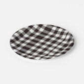 モノグラム素朴シックなブラウンとホワイトプレイド ペーパープレート (アングル)