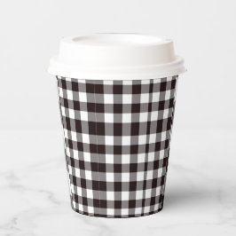 モノグラム素朴シックなブラウンとホワイトプレイド 紙コップ