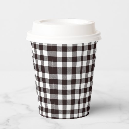 モノグラム素朴シックなブラウンとホワイトプレイド 紙コップ (正面)