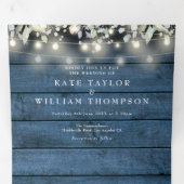 モノグラム素朴ストリングライトフローラフォト結婚ズ 三つ折り招待状 (内部最初)