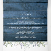 モノグラム素朴ストリングライトフローラフォト結婚ズ 三つ折り招待状 (内部中)