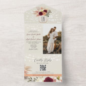 モノグラム素朴ストリングラ結婚イトのQRコード オールインワン招待状 (内側)