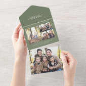 モノグラム素朴セージ緑の休日の写真コラージュ オールインワン招待状 (貼ってはがせる)