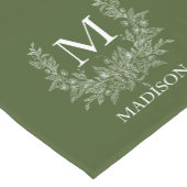 モノグラム素朴ダークグリーンパーソナライズされたイニシャル ショートテーブルランナー (コーナー)