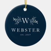 モノグラム素朴ネイビーブルーの新着写真 セラミックオーナメント (正面)