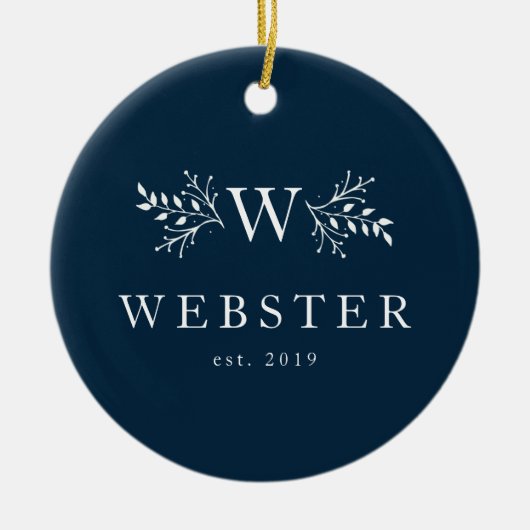 モノグラム素朴ネイビーブルーの新着写真 セラミックオーナメント (正面)