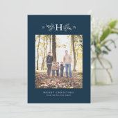 モノグラム素朴ネイビーブルーホリデーカード シーズンカード (スタンド正面)